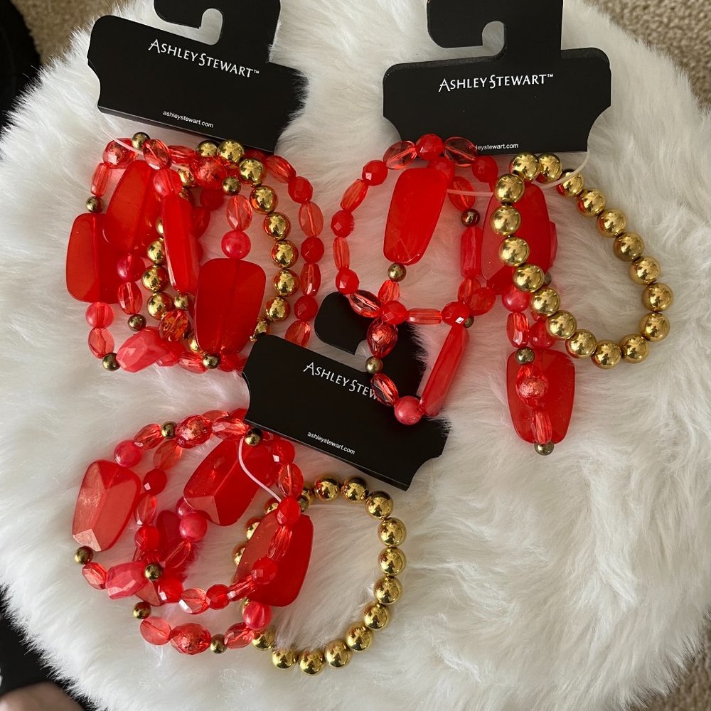 NWT! Bundle of 3 Sets of Ashley Stewart Stretch Bracelets